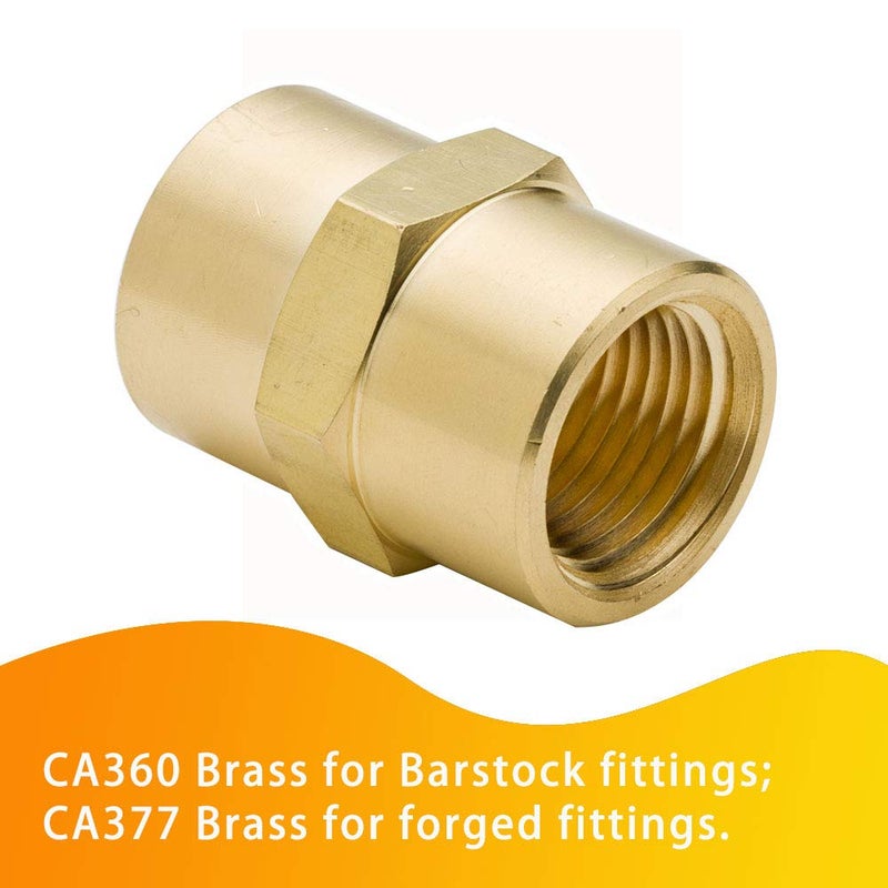 Legines Brass 3/8" NPT Female Ã— 3/8" NPT Female Coupling Coupler Hex Head Pipe Fitting 1200psi (2pcs) - Image 3